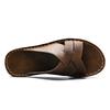 Summer Men High Quality Comfortable Non Slip Leather Slippers Casual Simple Open Toe Mules Sandals for Outdoor Walking Beach Home Daily Use