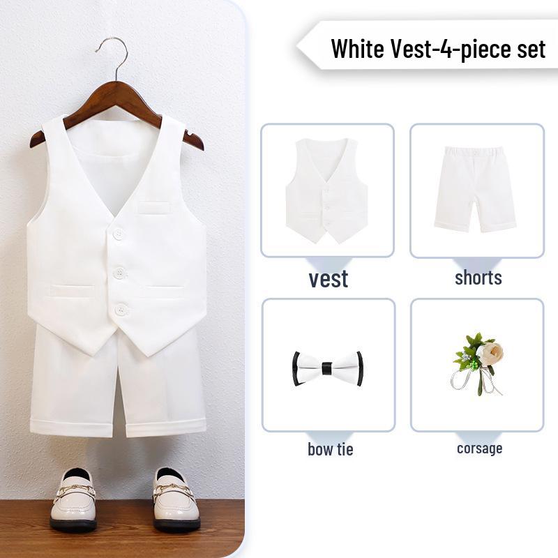 Boy's British Summer Tuxedo Vest Set for Events
