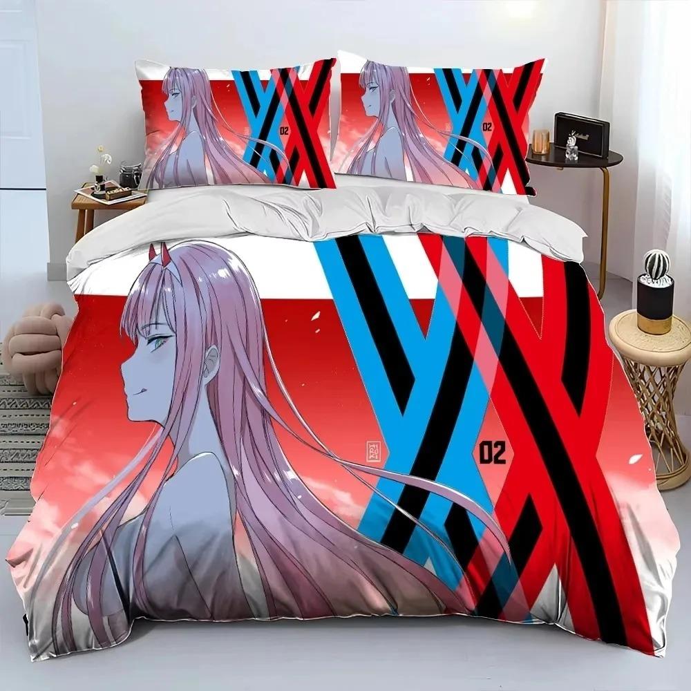 Zero Two DARLING In The FRANXX Cartoon Bedding Set Bedroom Soft Modern Bedspreads Comefortable Duvet Cover Quilt Pillowcase