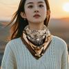 Luxury Design Magnetic Triangle Neck Protection Scarf For Women Cotton And Linen Scarf High-end Neck Scarf Spring Autumn Bandana