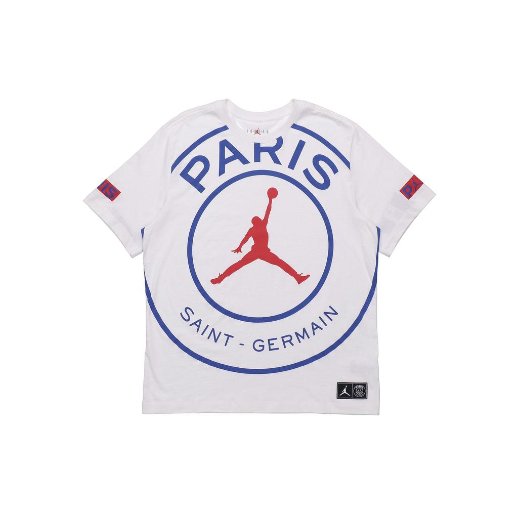 Jordan SS20 Paris Saint-Germain Logo Tee Men Tops White BQ8385-100