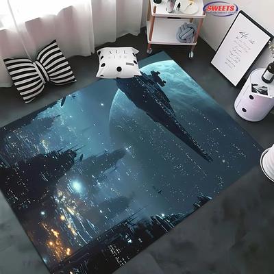 Ковер на тему военного линкора, коврик для гостиной и спальни с принтом космического корабля-линкора, ковер в современном стиле, коврик в подарок для любителей линкоров