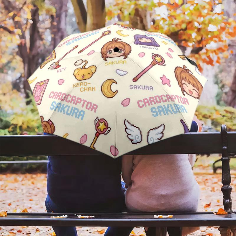 1 шт. Автоматический складной зонт - Рисунок Cardcaptor Sakura Портативный складной дизайн С 8 спицами Рождественские и Новогодние подарки