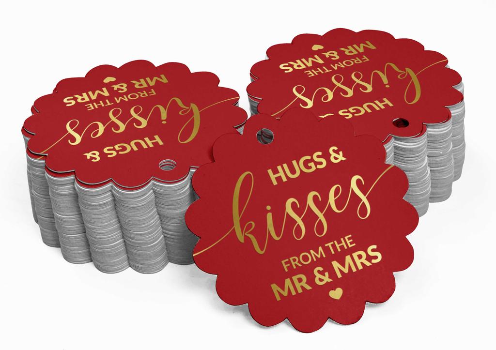 Inkdotpot Настоящая золотая фольга Объятия и поцелуи Свадебные бирки Бирки-сувениры Подвесные бумажные бирки 100