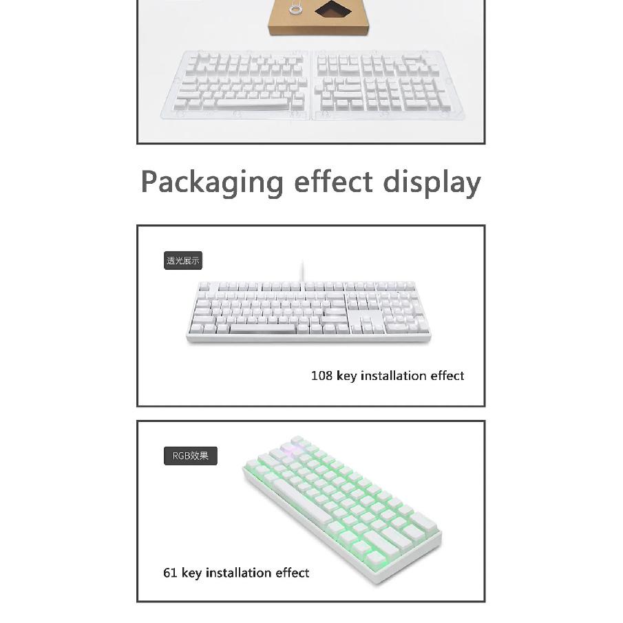 129Key General Pudding PBT Keycaps Two-color Injection OEM Translucent Keycap for 61/62/68/84/87/104/108/980k Mechanical Keyboar