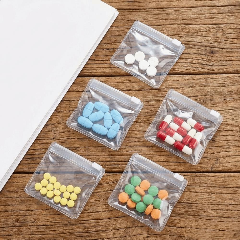 10PCS Clear Zipper Pill Bags Reusable Pill Pouch Multi-functional Small Item Storage Bag for Home