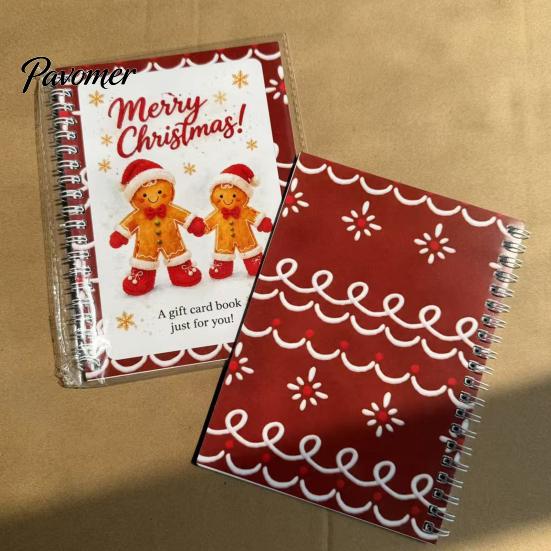 Portable Memory Keeper for Cash Christmas Gift Card Book, 7" x 5" Spiral Bound Merry Unique DIY Holiday Solution Booklet, Greeting Album, Personalized