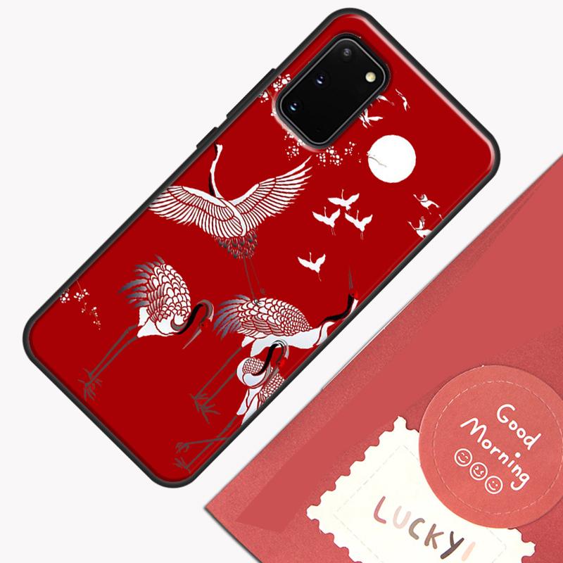 Japanese Cranes Art Phone Case For Samsung Galaxy S24 S26 Ultra S20 S21 S22 S23 S25 Plus S10 S25 FE Cover Shell