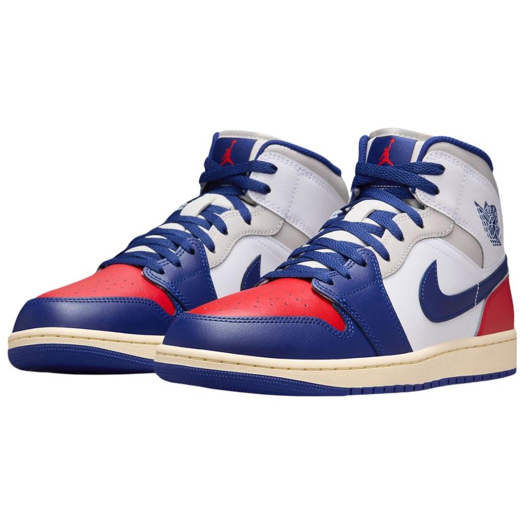 Кроссовки унисекс Air Jordan 1 Mid Rare Air Белые Глубокий королевский синий Университетский красный DQ8426-102