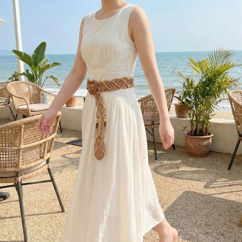 Woven Weave Belt Retro Ethnic Style Waistband Personality Bohemian Style Belt  Dress Decoration