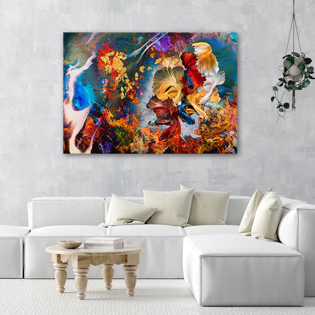 Canvas Print, Coloured Fish Abstract