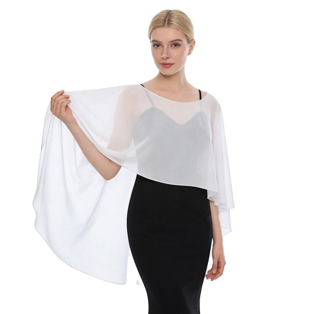 Elegant Sheer Shawl Top Loose Fit Chiffon Sunscreen Outerwear Chiffon Cover Up  Vacation