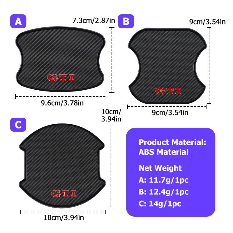 4PCS Car Door Handle Carbon Fiber Bowl Scratch Protector For Volkswagen VW Beetle CC B5 B6 B7 EOS GTI MK2 MK4 MK5 MK6 Phaeton zf6