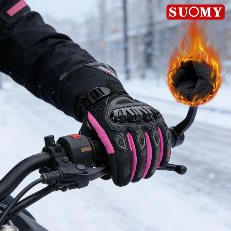 SUOMY Winter Warm Women Motorcycle Gloves cold-proof Equipment Waterproof Motocross Motorbike Racing Riding heated Racing Glove