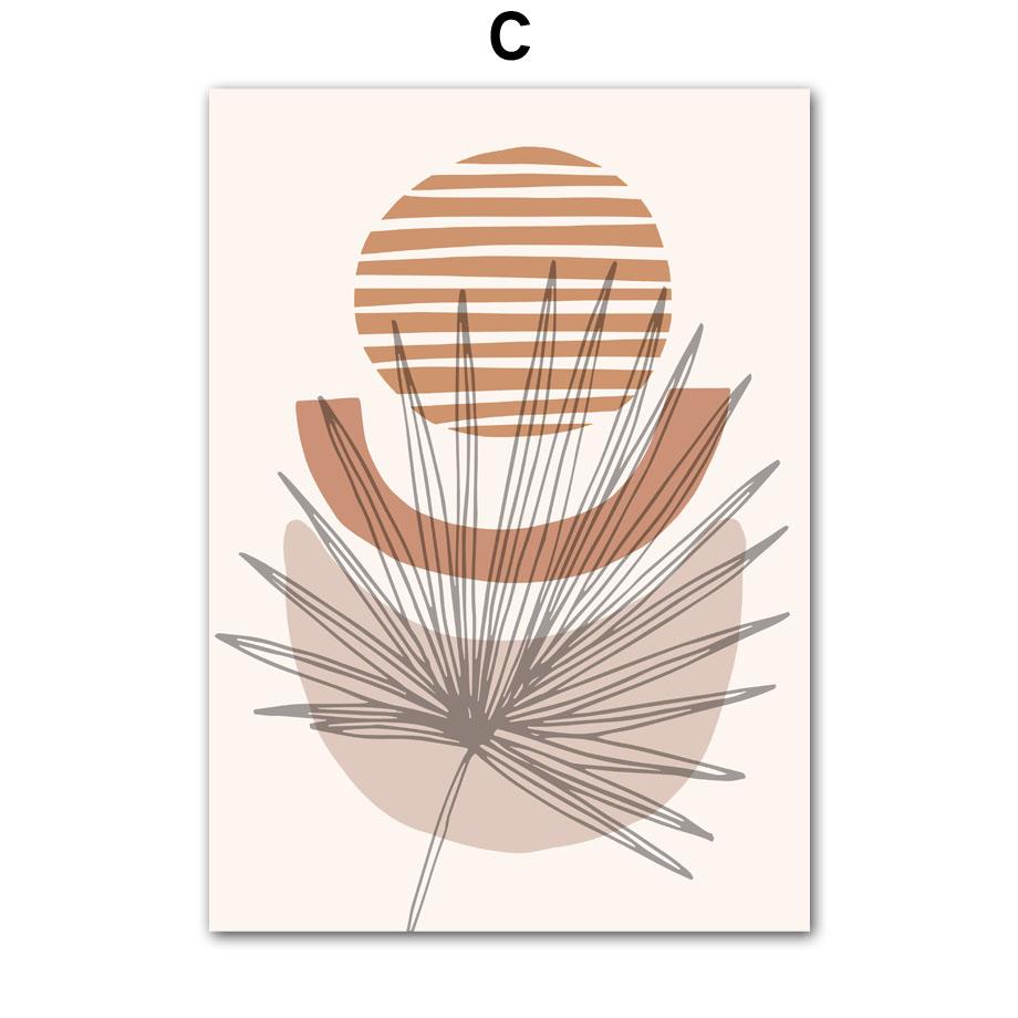 Leaves Sun Line Geometry Boho Wall Art Posters And Prints Abstract Nordic Gallery Canvas Painting Pictures For Living Room Decor