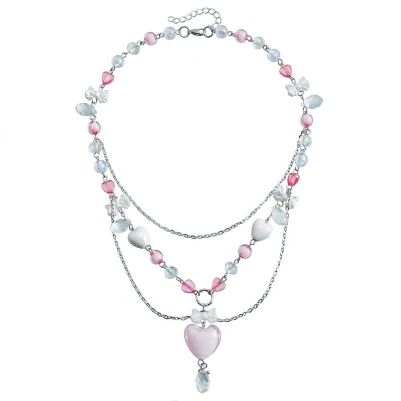 Простое ожерелье Бусы Ожерелье с шикарным кулоном Модное шейное украшение Многослойное ожерелье Подарок для женщин и девушек