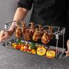 BBQ Chicken Wing Leg Grill Rack Even-Heat with Drip Pan Multipurpose Stainless Steel Roasting Holder Set