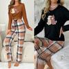 Yoqimli Ayiq Ayollar Pijama To'plami Yangi Uyqu Kiyimi Yumshoq Sut Ipakli Qizlar uchun Pijama Uzun Yengli Tun Kiyimi Dam olish Kiyimi