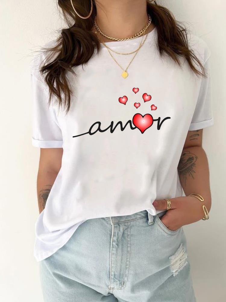 (Asian Size) Tee Top Women Leopard Love 90s Trend Cute Clothing T Shirt Woman Print Fashion Female Short Sleeve Graphic T-shirts
