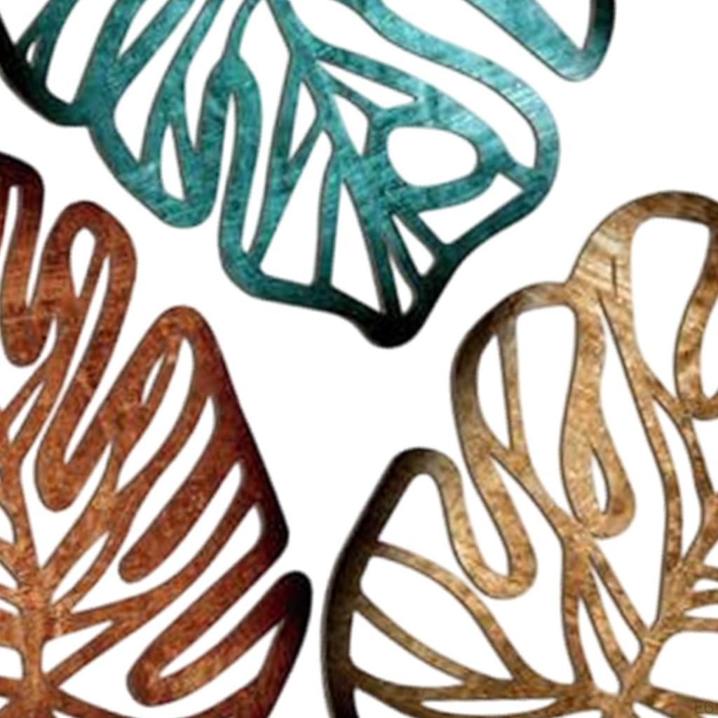 3 Pieces Palm Leaves Wood Art for Living Room And Garden