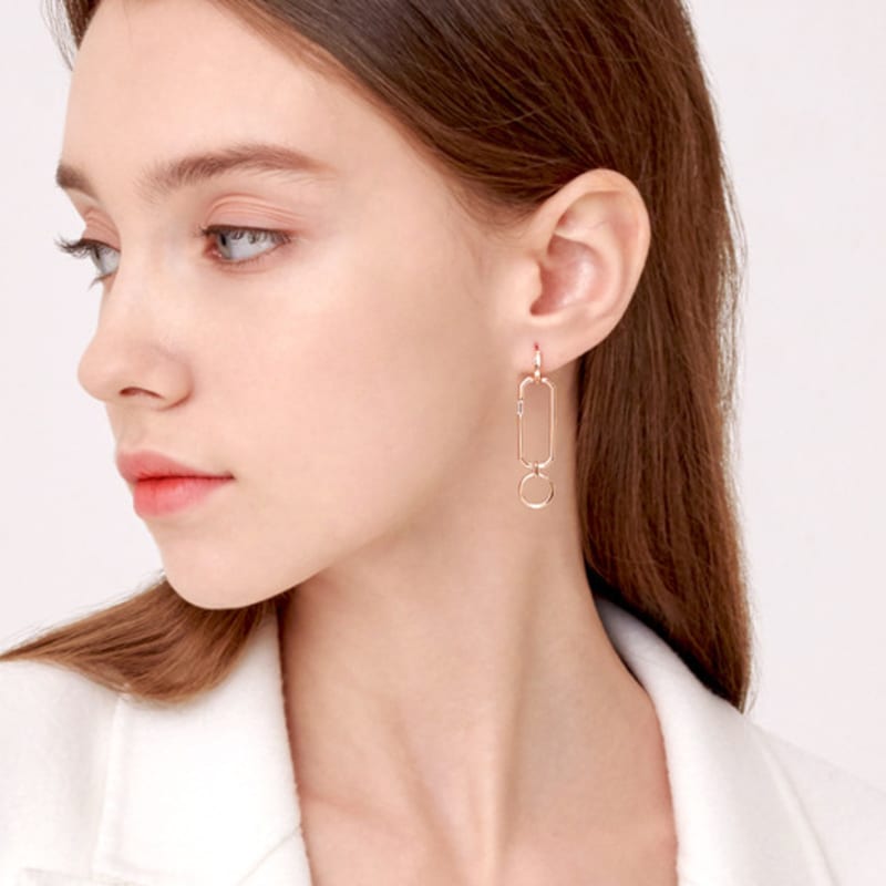 ELLE Jewelry 14K Round Square Earrings (Gold Pin) ELGPEE317