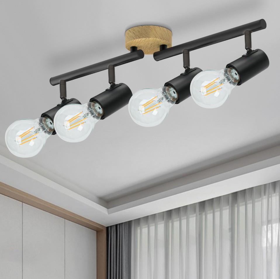 Регулируемый угол трековый светильник спальня E27 гостиная многоламповый точечный светильник точечный светильник в стиле лофт ретро лампы светодиодное освещение магазинное освещение