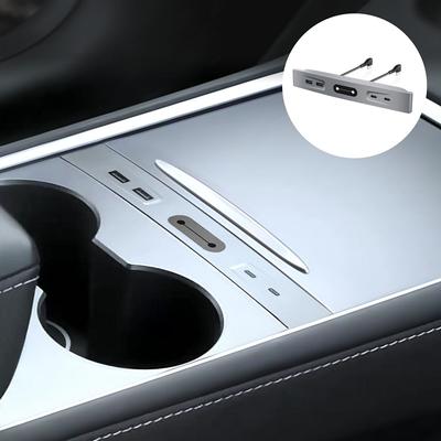 Автомобильный USB-хаб для Tesla Model Y Model 3 2025 2025 2025 Док-станция Аксессуары для расширения центральной консоли 27 Вт USB Быстрая зарядка