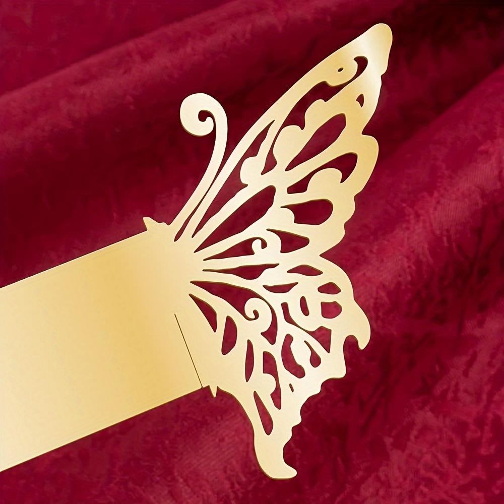 Кольца для салфеток в виде бабочки, многоразовый свадебный стол, декоративная подставка для бумажных салфеток, декоративная пряжка для полотенец, лазерная резка, держатель для бумажных салфеток из фольги