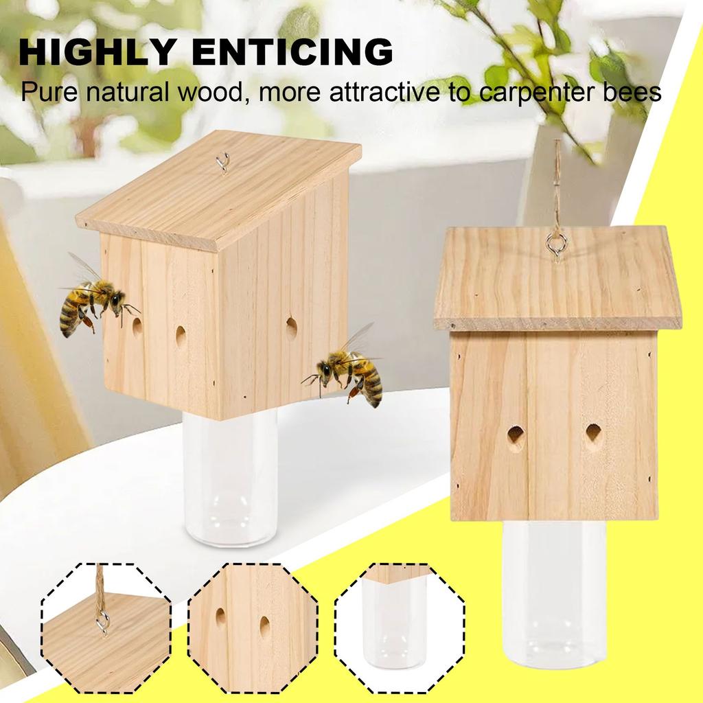 Деревянная подвесная ловушка для пчел, ловушка для насекомых и пчел со съемной крышкой