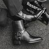 Men Fashion Punk Hip Hop High Chelsea Boots Designer Pointed Toe Shoes Cowboy Original Leather Boot Cool Trendy Motorcycle Botas