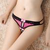 Sweet Lace Thong, Pearl Massage Panties Women's Open Crotch Seduction Low Waist Sexy No-take T-pants 2113