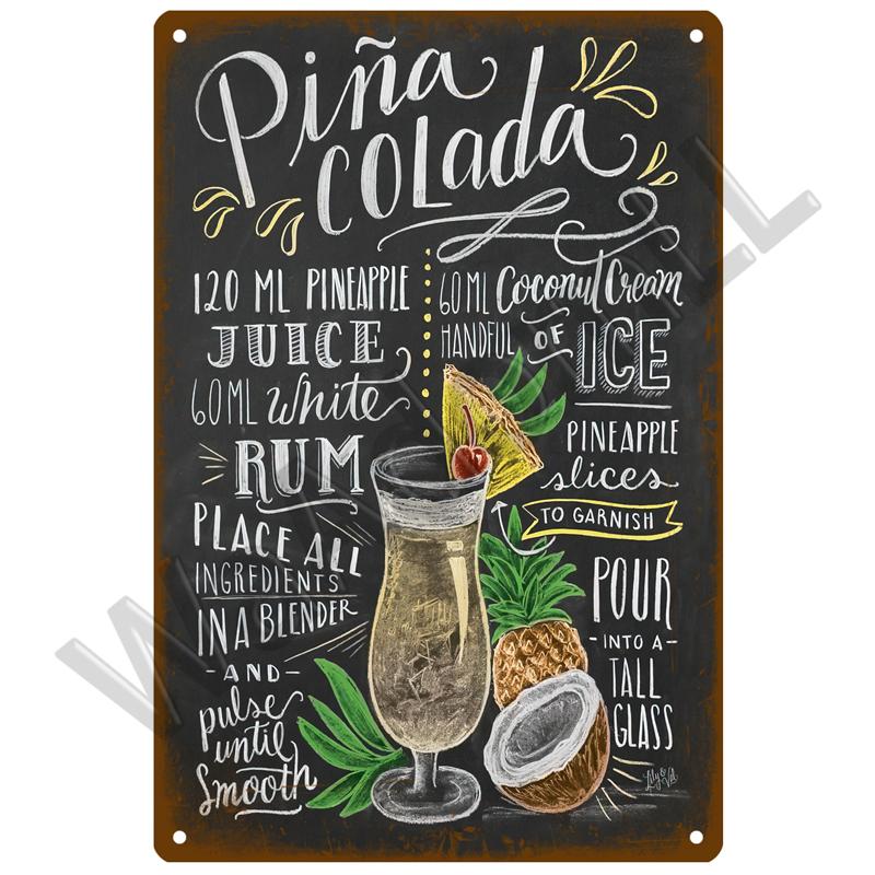 Metal Sign Vintage Tin Sign Cocktail Plate Decorative Poster Plaque Retro Bar Kitchen Home Wall Decor Bar Pub Club Art Man Cave