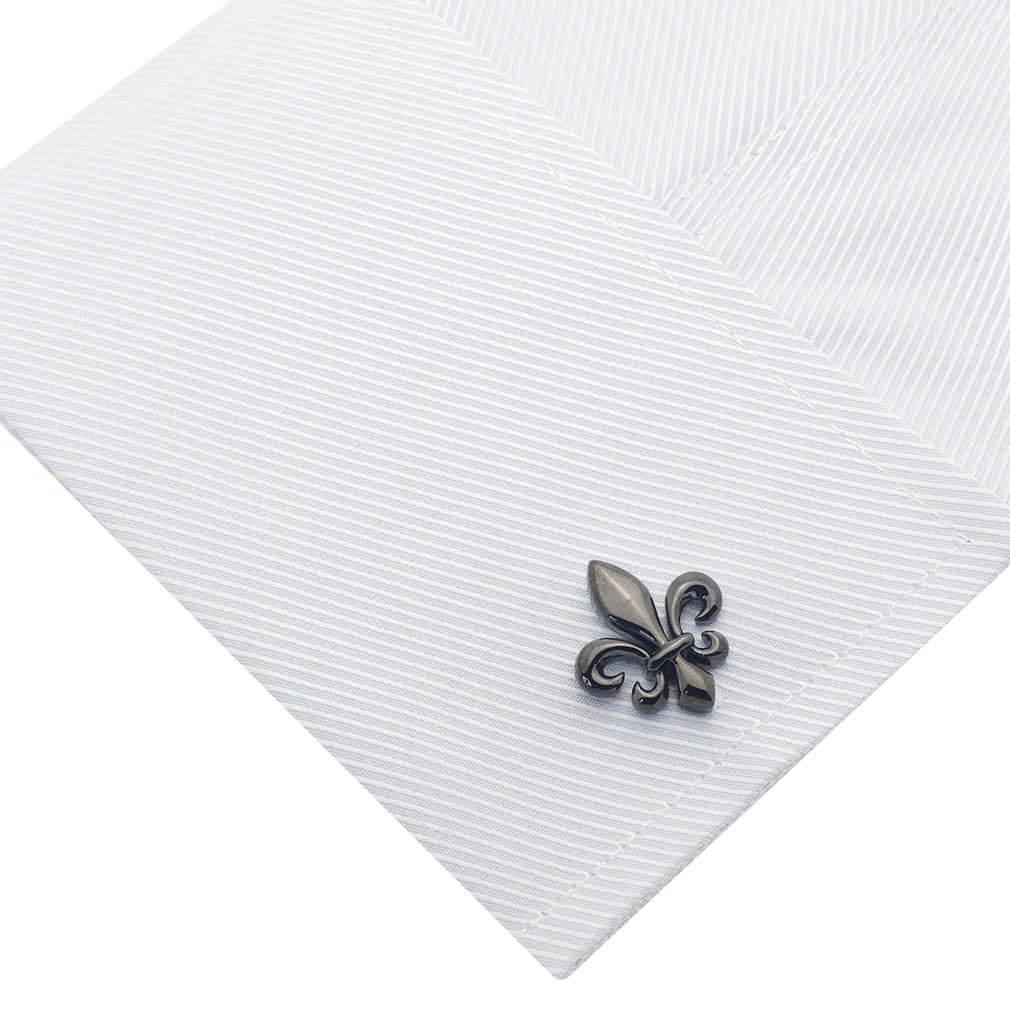 Черные запонки Fleur de Lis Lily Crest Запонки Запонки n00911