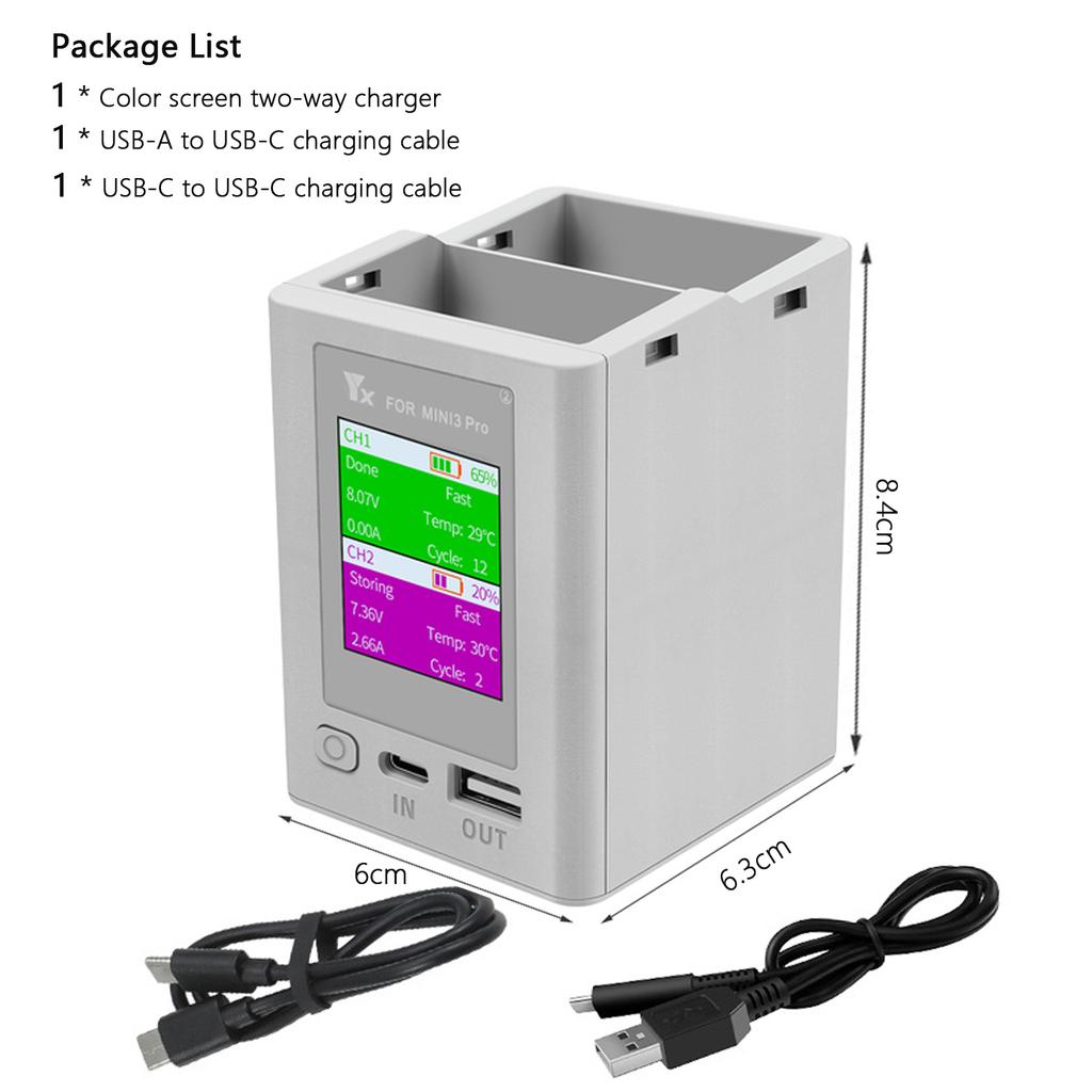 Двусторонний цифровой дисплей зарядный концентратор аккумулятор интеллектуальное зарядное устройство для DJI Mini 4 Pro/Mini 3 Pro зарядка Butler Power Bank дрон