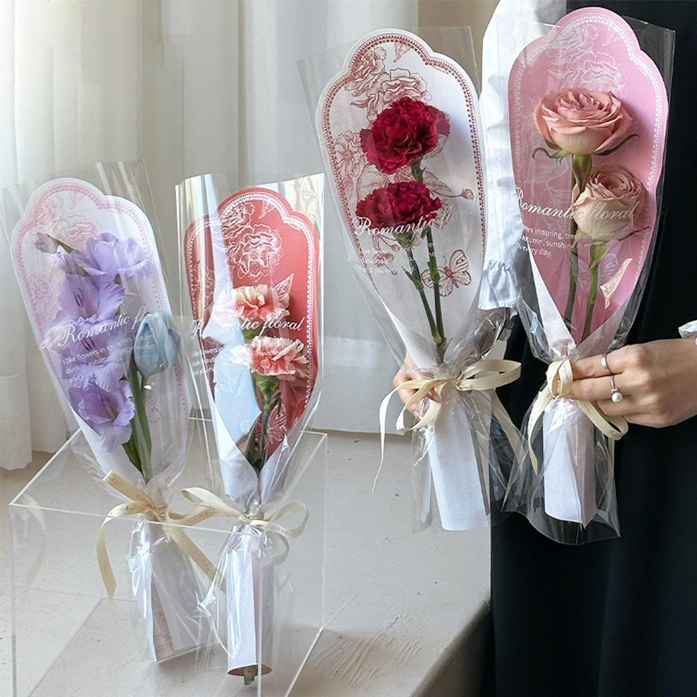 Transparent Bouquet Plastic Bag Literary Flower Wrapping Paper New Rose Packaging Bags