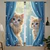 2 Pcs Cute Cat Print Curtains,Suitable For Bedroom,Living Room Kitchen Decoration,Home Decoration,Window Decoration