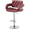 Bar Stool with Backrest and Armrests, Adjustable Height and Footrest, Faux Leather Red