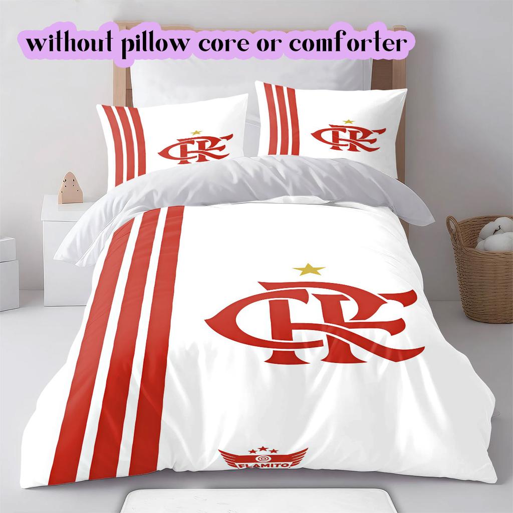 Flamengo football soccer Pattern Bedding,Quilt Set Quilt Cover Pillowcase Home Birthday Gift (1*duvet cover+2*pillowcase,without core)