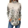Women's Fashionable Casual High Neck Printed Long Sleeve T-Shirt Pullover Top