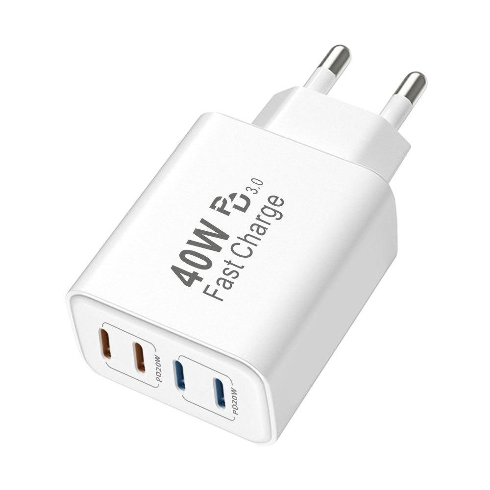 PD40W Европейская многопортовая зарядная головка USB-C Подходит для зарядного устройства для мобильных телефонов Samsung и Apple