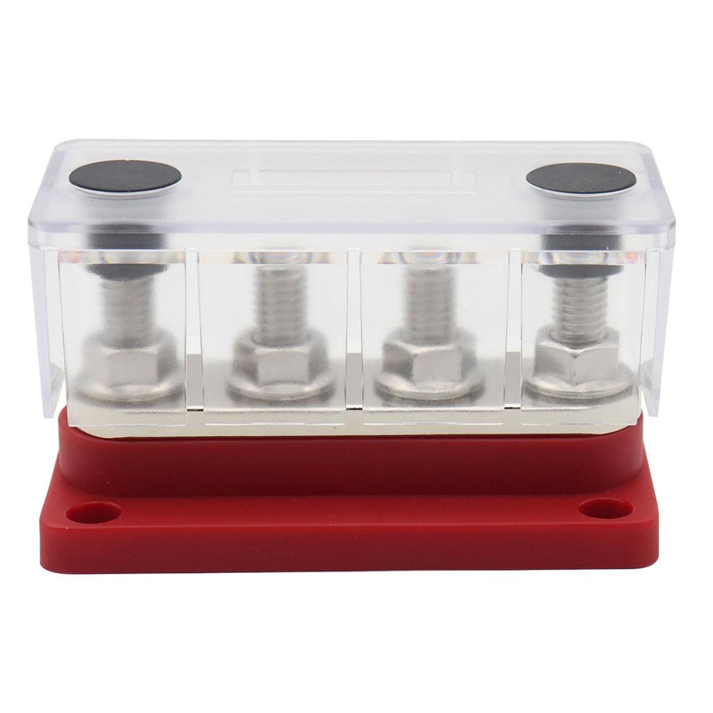 300A Power Distribution Block Bus Bar 4 x 3/8 48V Busbar Box with Transparent Cover