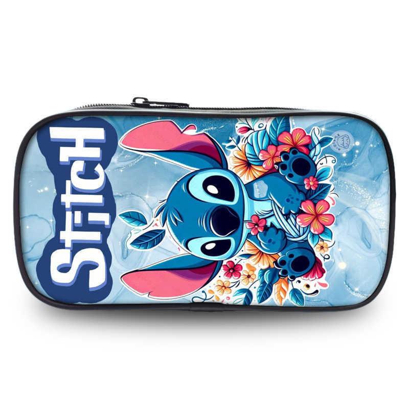 Charming Stitch Student Pencil Case Durable Polyester Cartoon Stationery Holder