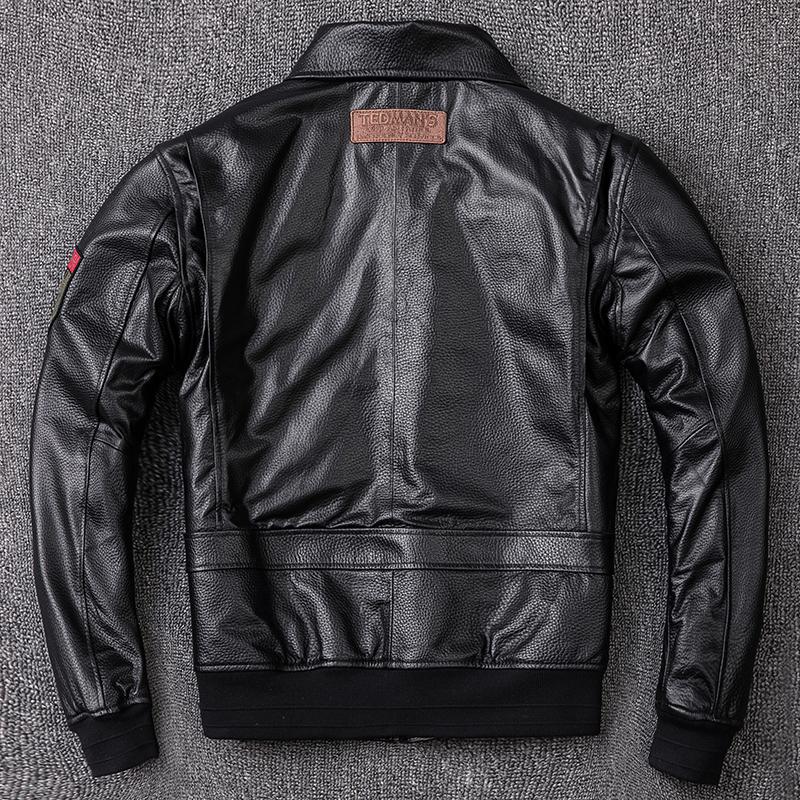 2023 Men's Pilot Winter Jacket Air Force 1 Genuine Leather Jackets for Men Bomber Clothing 100% Sheepskin Aviator Male Coat