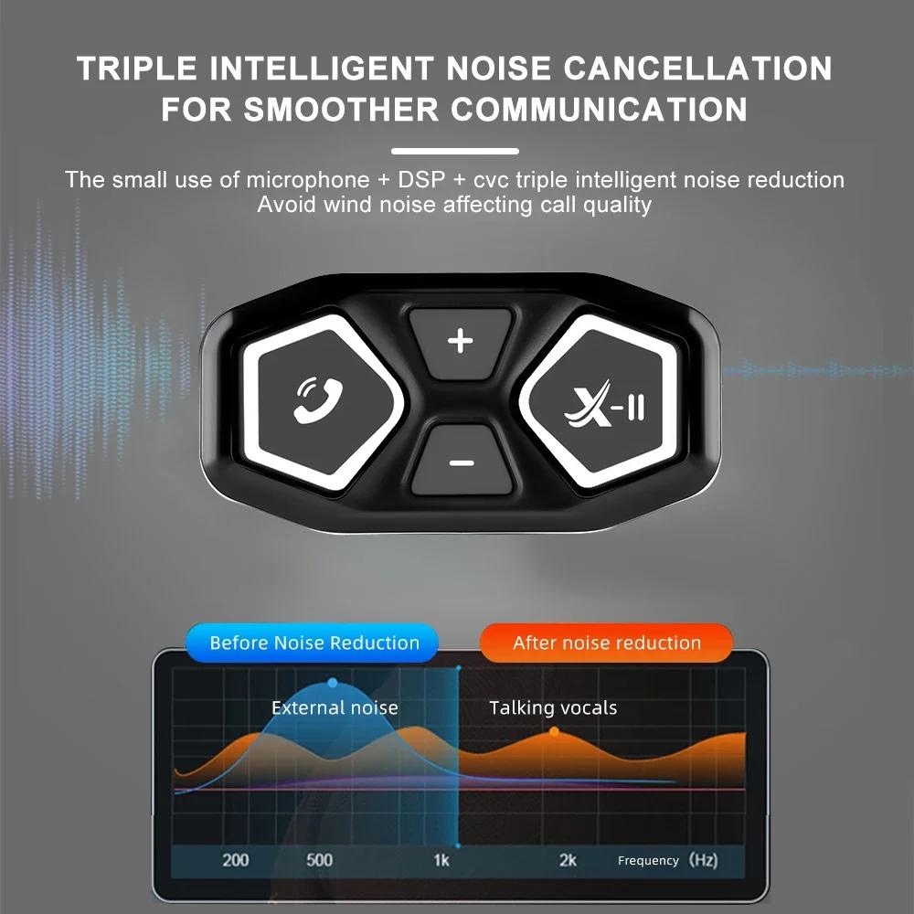 Bluetooth-гарнитура для мотоциклетного шлема X-11 с голосовым помощником Siri, срок службы батареи 50 ч, водонепроницаемость IPX6, шумоподавление CVC, комплект из двух микрофонов для полного/половинного использования