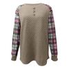 Женская мода повседневный свитер с длинным рукавом в клетку пэчворк свитшот топ