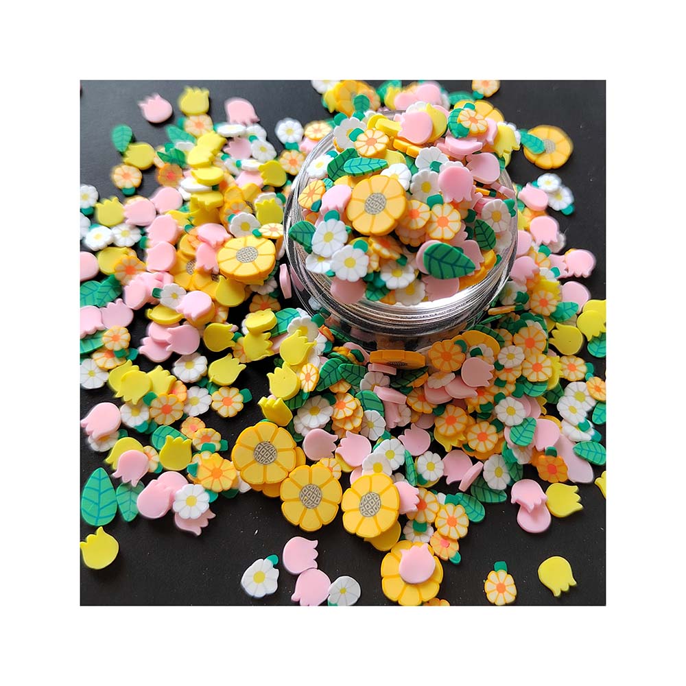 Flower Clay Slices Mixed Flower Non Edible Sprinkle Spring Themed Polymer Clay Sprinkles for Nail Art Supplies, Shaker and Slime