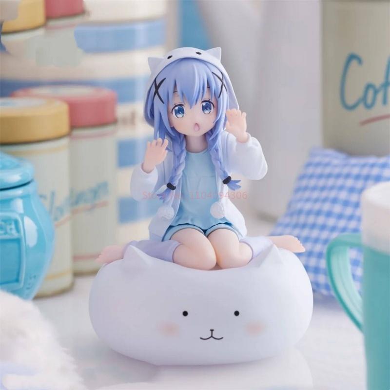 Anime Is The Order A Rabbit Kafuu Chino Hoto Kokoa Anime Model Sitting Pajamas Outfit Toy Action Figure Model Car Ornament Gifts