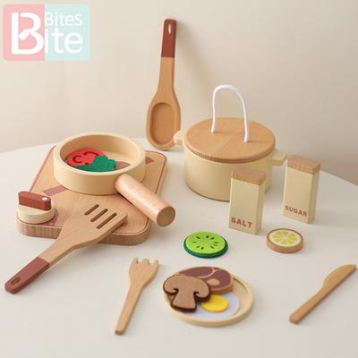 Детский игровой домик Монтессори Набор для кухни Игрушки Детская развивающая симуляция Деревянная игрушка Модель горшка для овощей Игрушки для ролевых игр