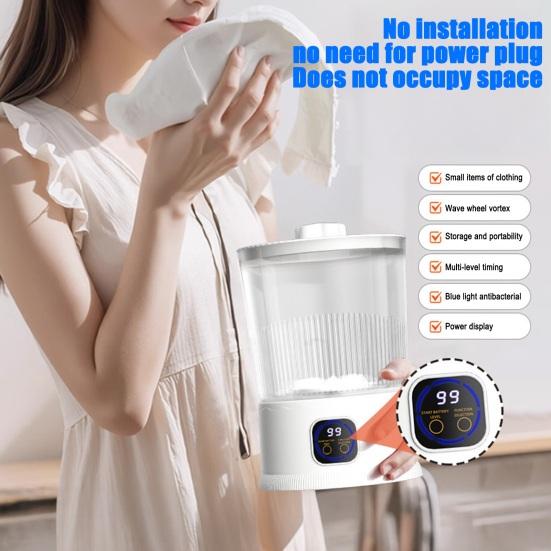 Мини стиральная машина 2 л беспроводная очиститель для нижнего белья тихая работа портативная стиральная машина для путешествий кемпинга использования в квартире