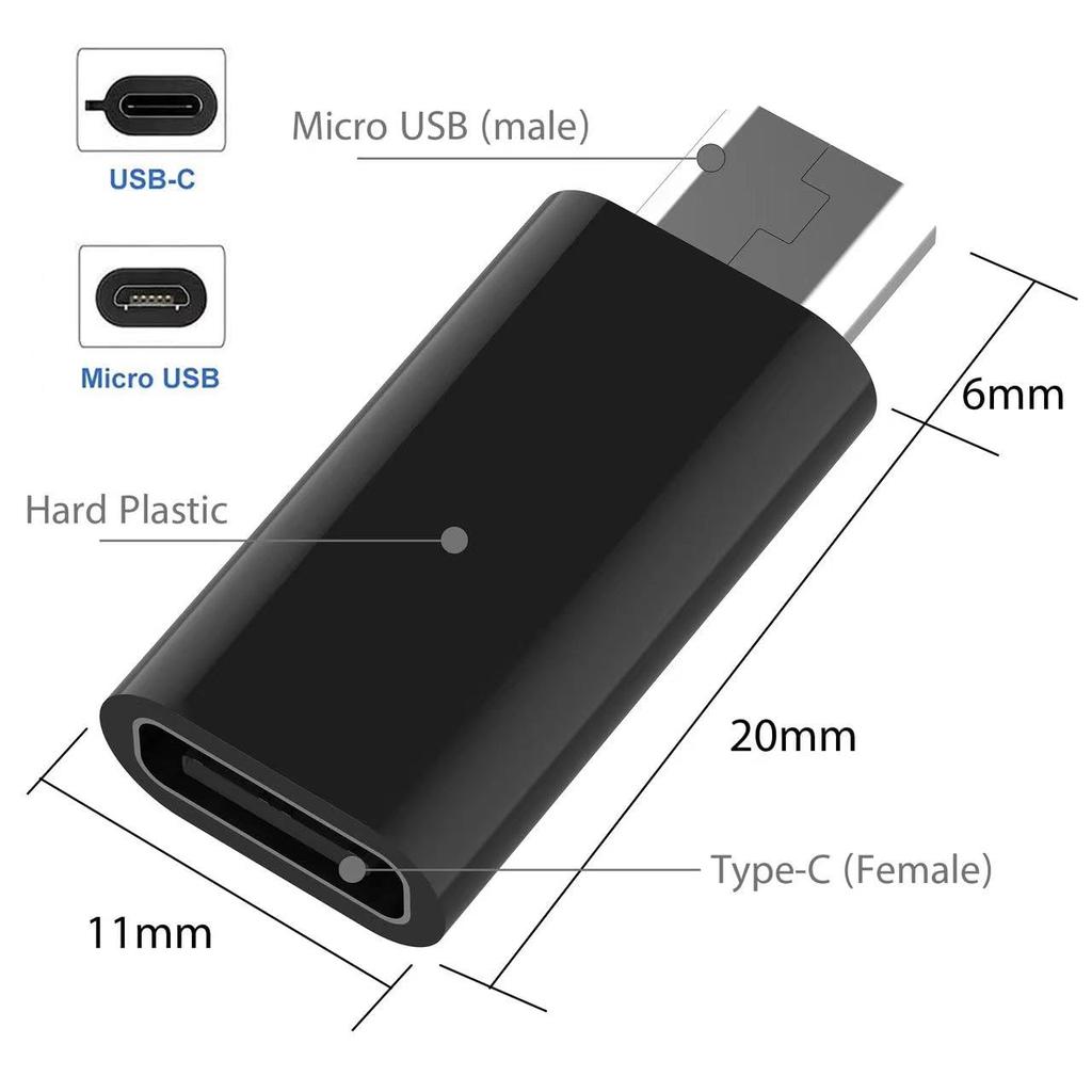USB C Female to Micro USB Male Adapter Micro USB to USB C Adapter Fast Charger Power Cable Plug Strip Extender for Xiaomi Huawei